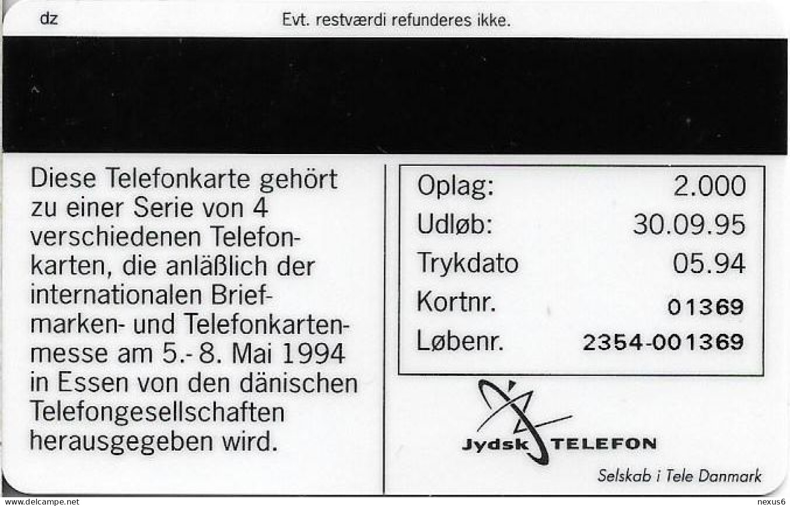 Denmark - Jydsk - Essen 1994 Phonecard Expo - TDJP029 - 05.1994, 2.000ex, (Serial 2354) 5kr, Used - Danimarca