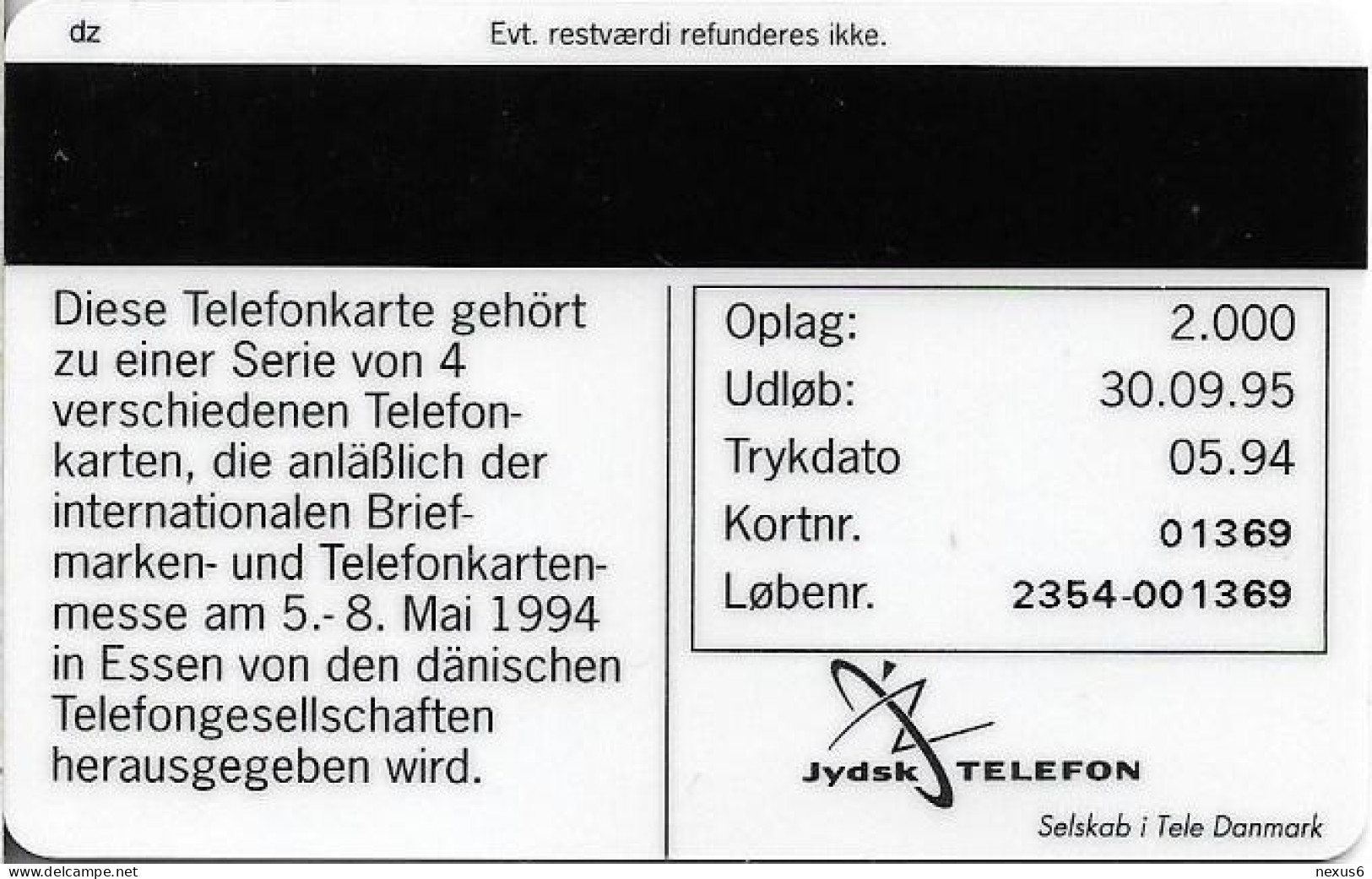 Denmark - Jydsk - Essen 1994 Phonecard Expo - TDJP029 - 05.1994, 2.000ex, (Serial 2354) 5kr, Used - Danemark