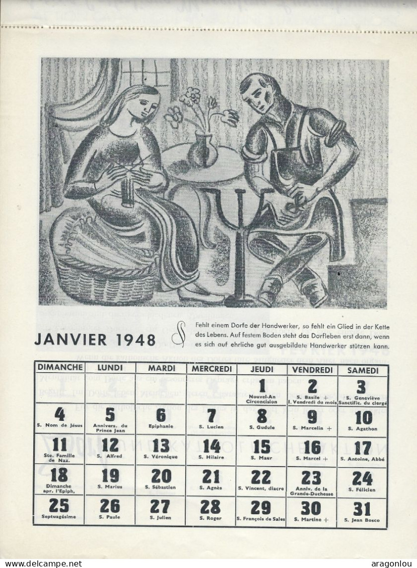 Luxembourg - Luxemburg -  Calendrier  1948 - Tamaño Grande : 1941-60
