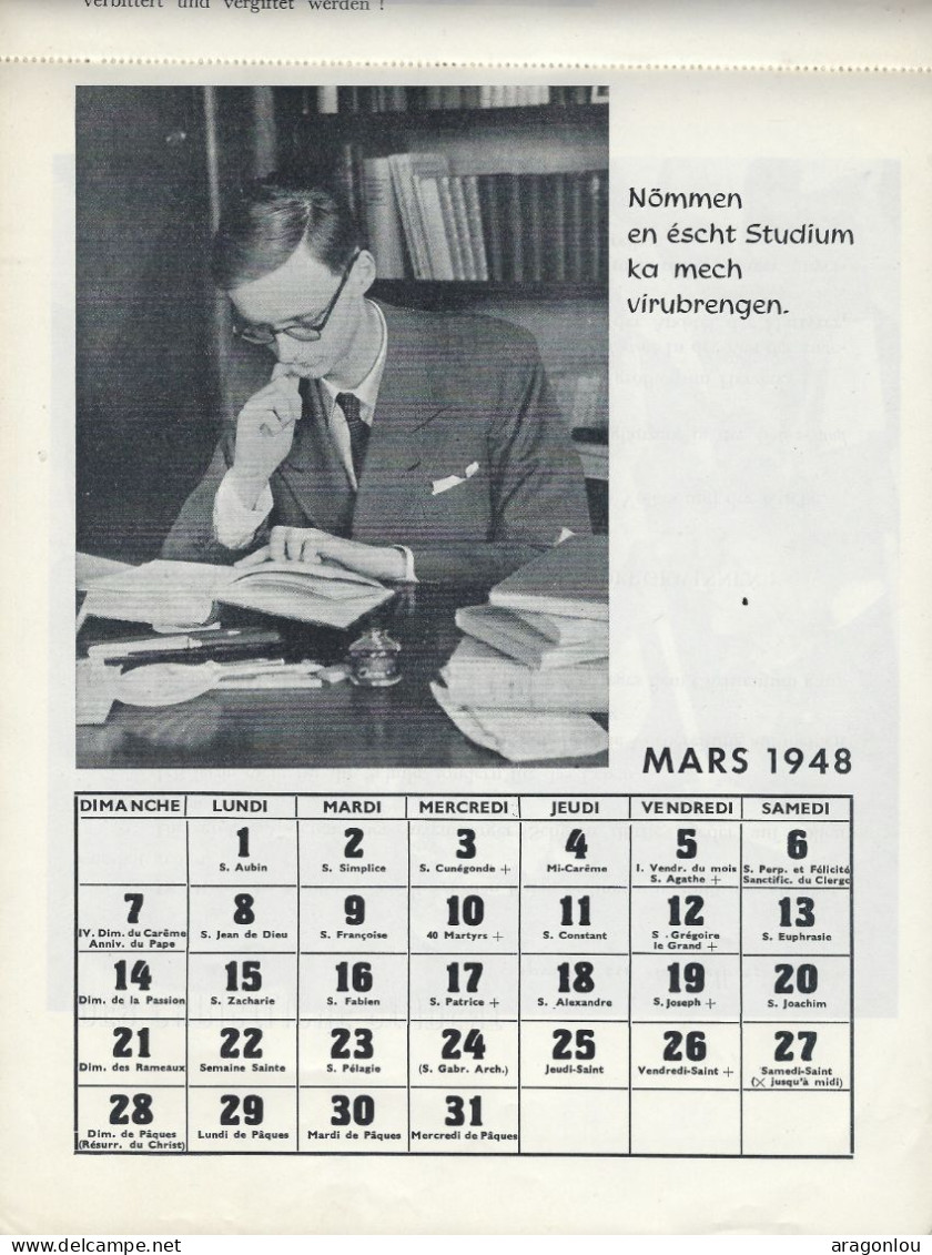 Luxembourg - Luxemburg -  Calendrier  1948 - Big : 1941-60