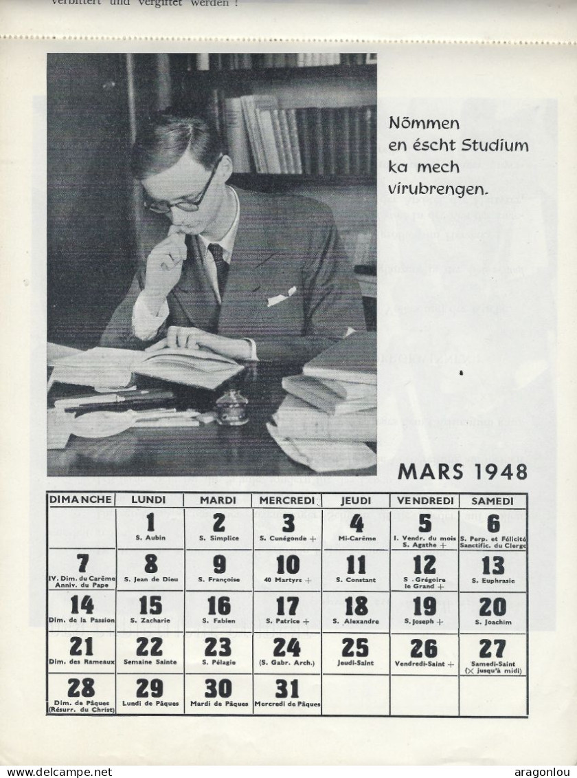 Luxembourg - Luxemburg -  Calendrier  1948 - Formato Grande : 1941-60