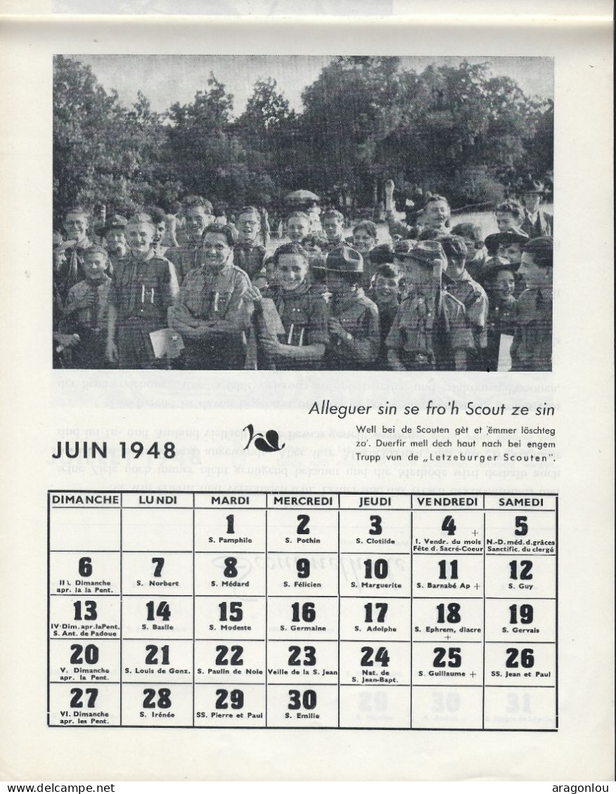 Luxembourg - Luxemburg -  Calendrier  1948