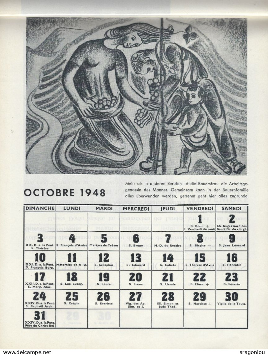 Luxembourg - Luxemburg -  Calendrier  1948