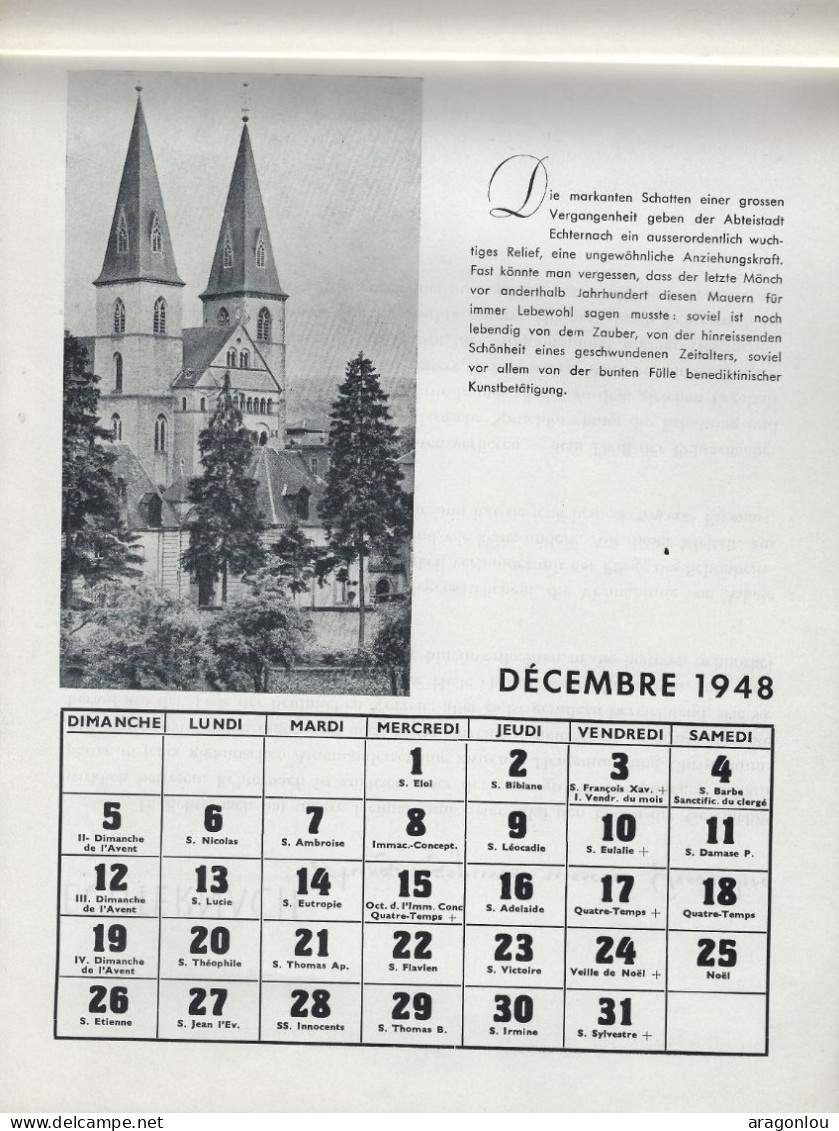 Luxembourg - Luxemburg -  Calendrier  1948