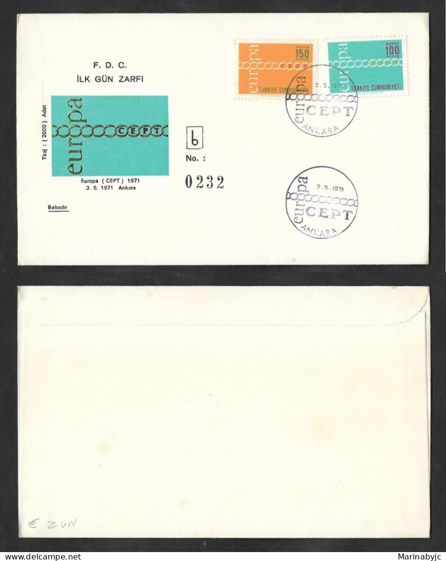 SE)1971 TÜRKIYE, EUROPA CEPT ISSUE, FDC - 1934-39 Sandjak Alexandrette & Hatay