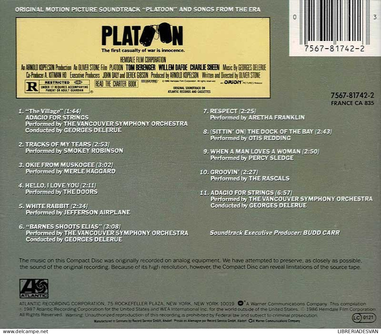 Platoon (Original Motion Picture Soundtrack And Songs From The Era). CD - Filmmusik