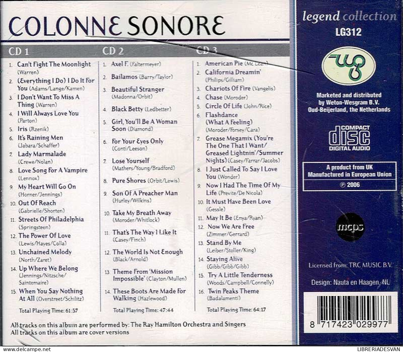 Ray Hamilton Orchestra & Singers - Colonne Sonore Legend Collection. 3 X CD - Musica Di Film