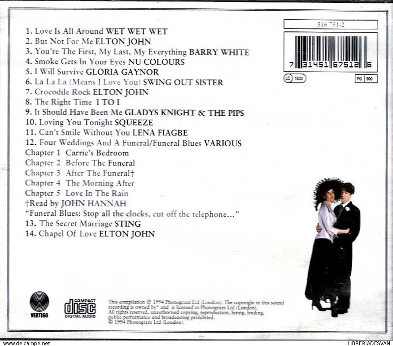 Four Weddings And A Funeral (Songs From And Inspired By The Film). CD - Soundtracks, Film Music
