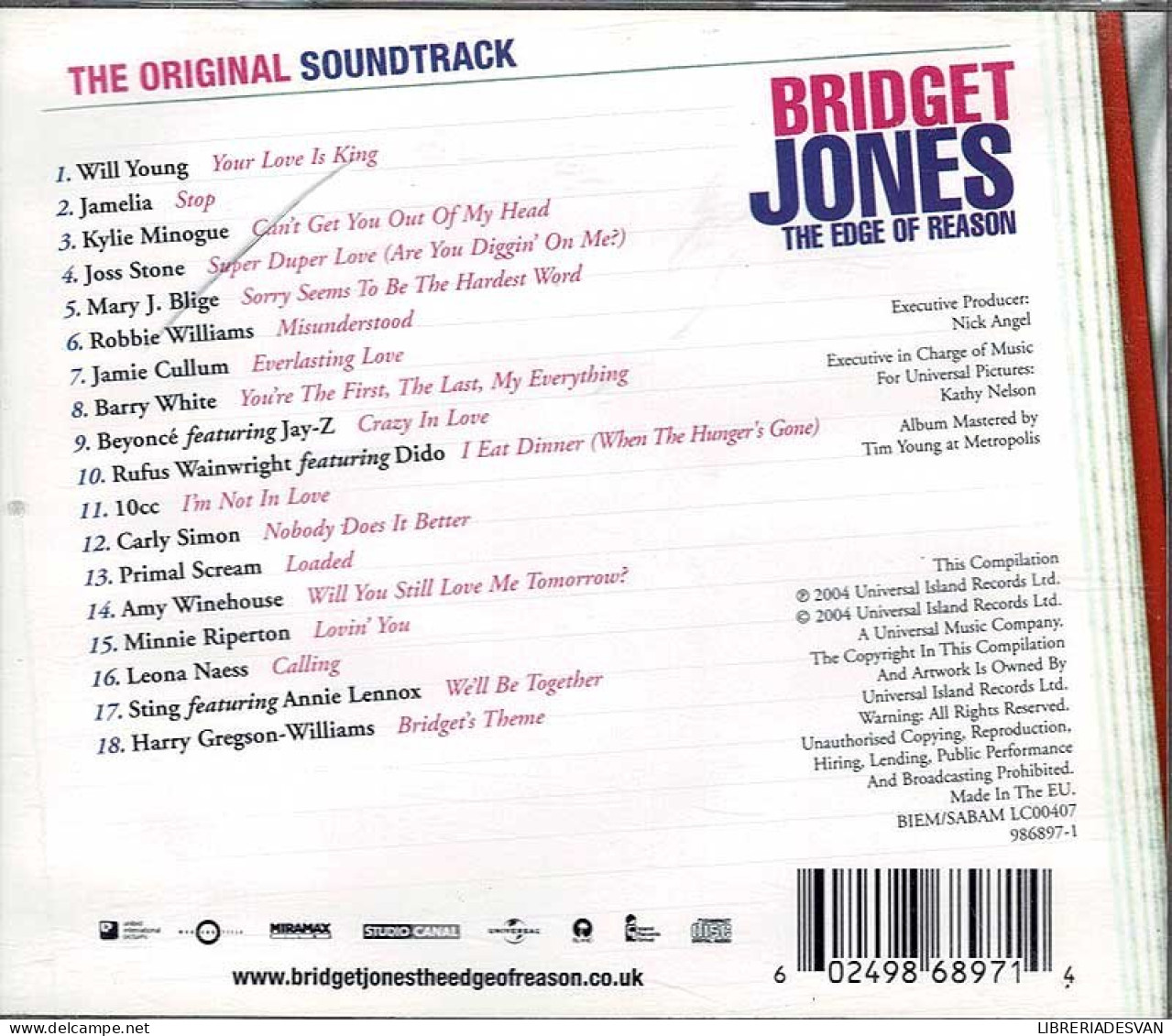 Bridget Jones Diary - The Edge Of Reason (BSO). CD - Soundtracks, Film Music