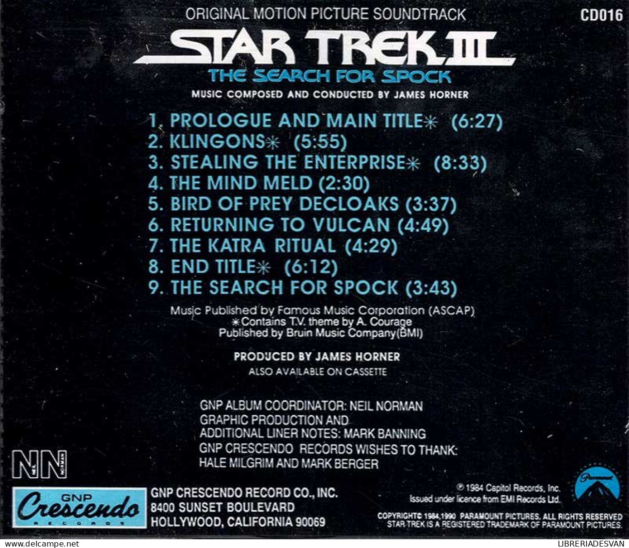 James Horner - Star Trek III: The Search For Spock (Original Motion Picture Soundtrack). CD - Filmmusik