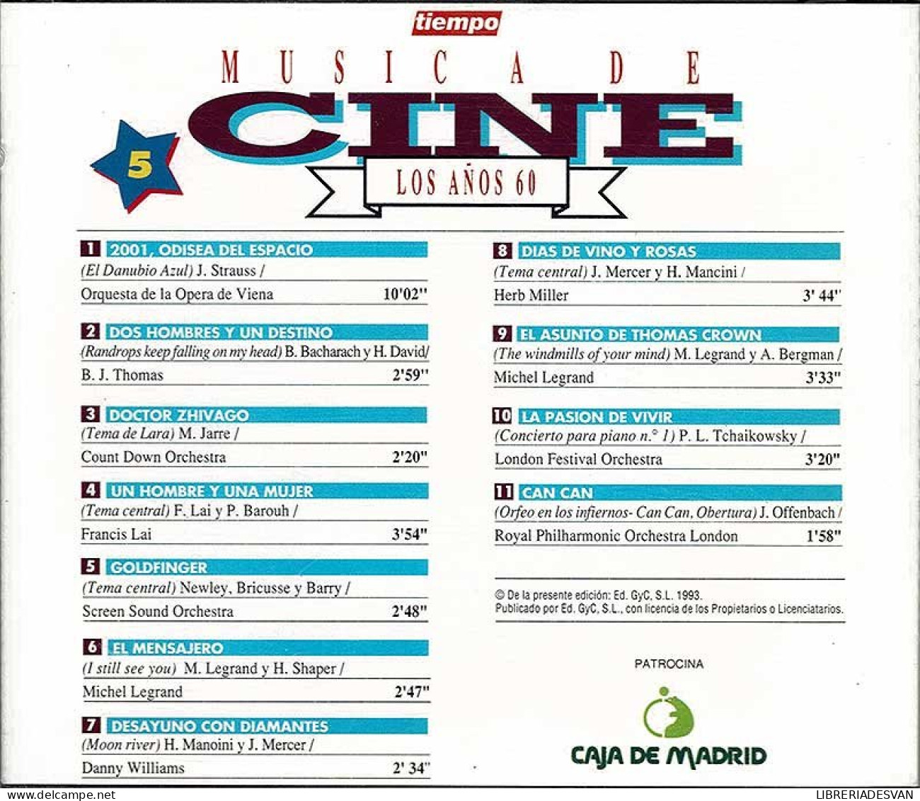 Música De Cine Vol. 5. Los Años 60. CD - Musica Di Film