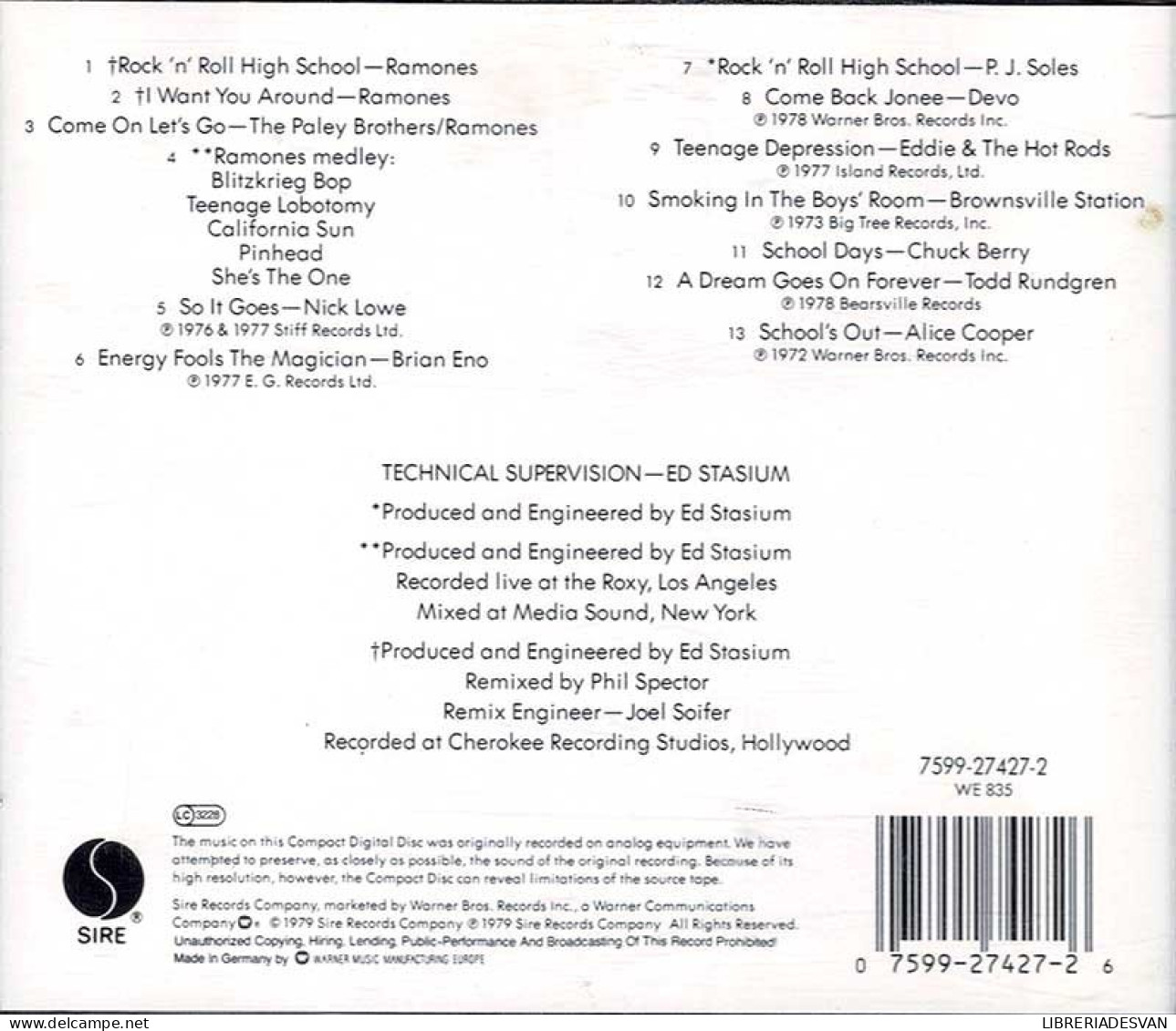 Rock 'N' Roll High School. CD - Filmmusik