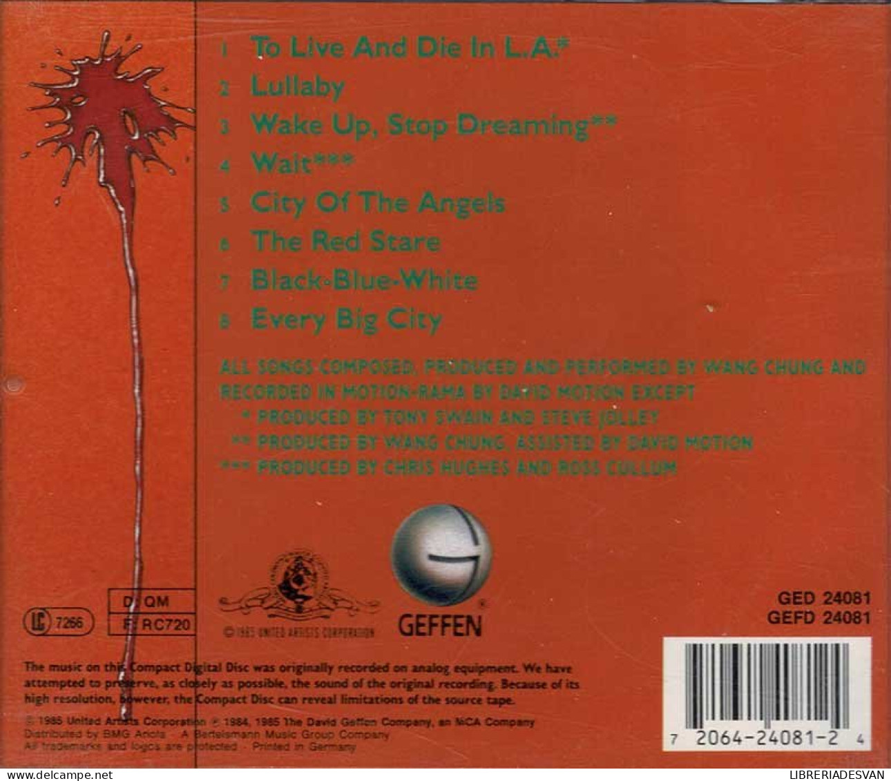 Wang Chung - To Live And Die In L.A. (Original Motion Picture Soundtrack). CD - Filmmusik