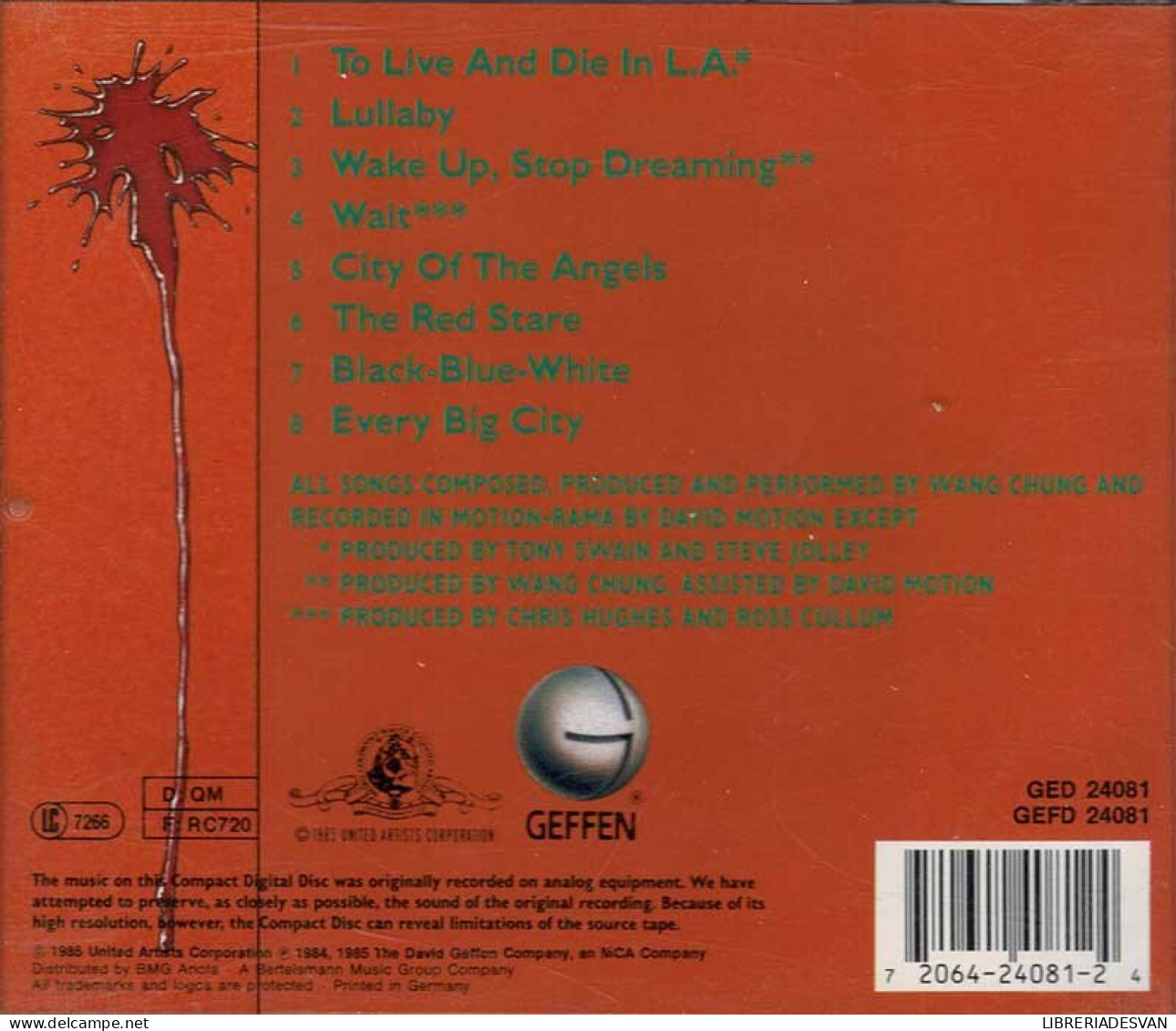 Wang Chung - To Live And Die In L.A. (Original Motion Picture Soundtrack). CD - Musique De Films