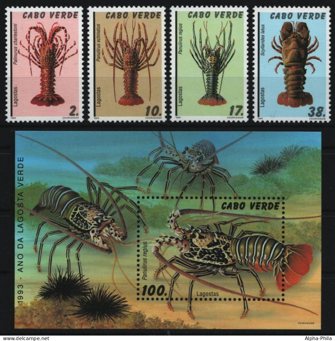 Kap Verde 1993 - Mi-Nr. 658-661 & Block 24 ** - MNH - Krebstiere / Crustaceans - Kap Verde