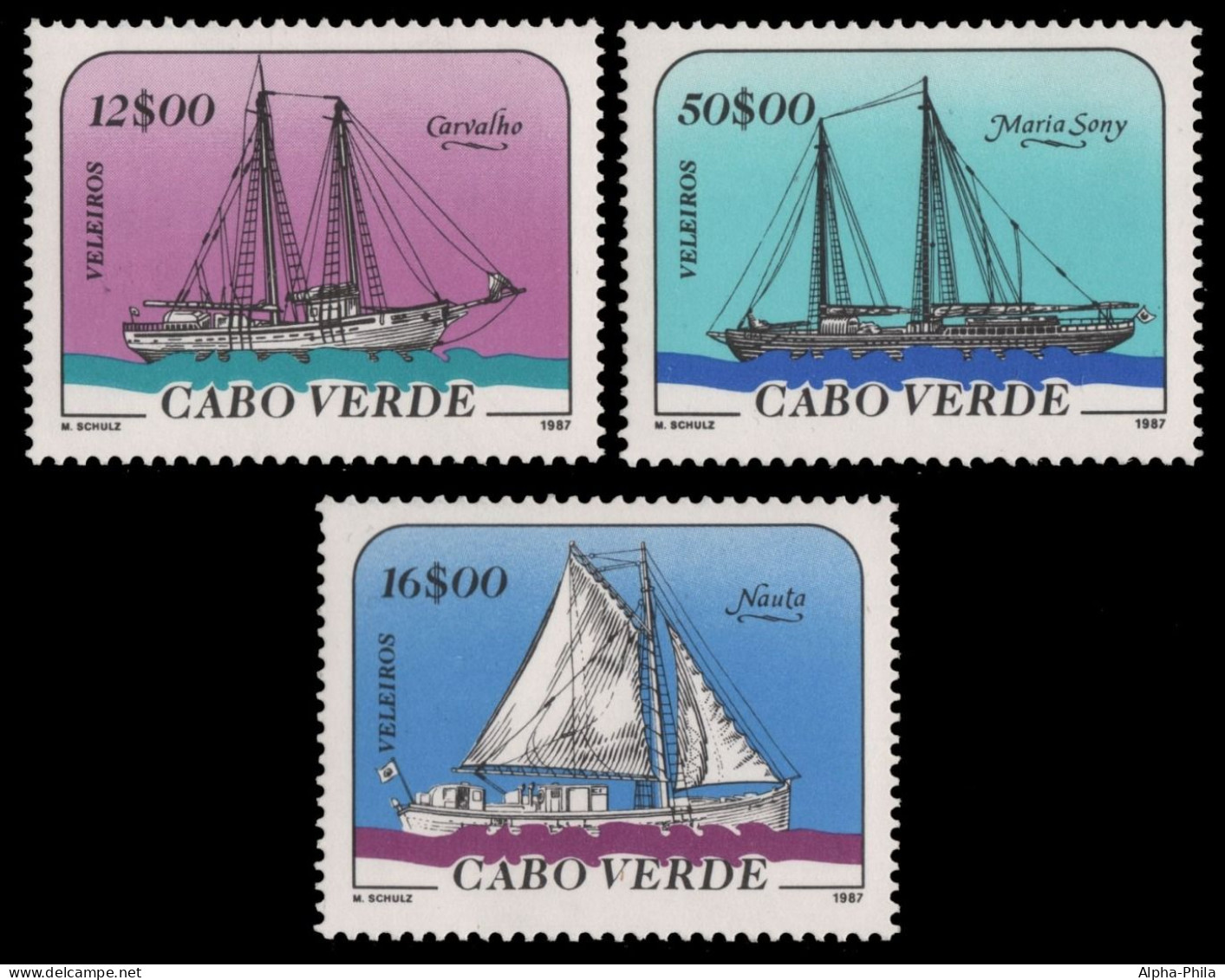 Kap Verde 1987 - Mi-Nr. 523-525 ** - MNH - Schiffe / Ships - Kap Verde