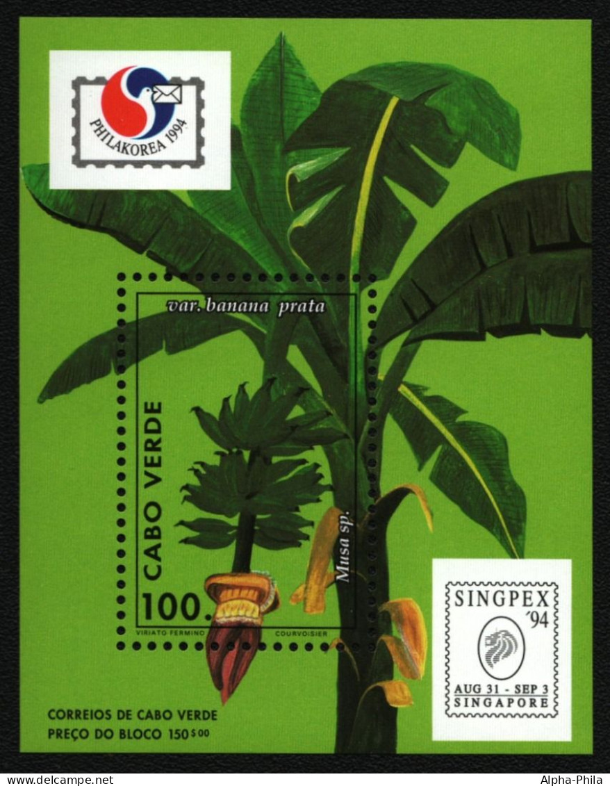 Kap Verde 1994 - Mi-Nr. Block 27 ** - MNH - Bananen / Bananas - Islas De Cabo Verde