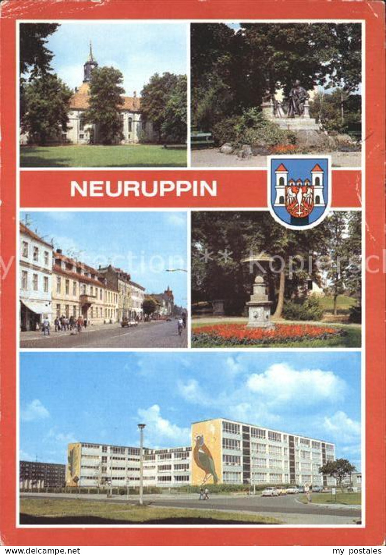 72382590 Neuruppin Kirchplatz Pfarkirche Fontanedenkmal Karl-Marx-Strasse Neurup - Neuruppin