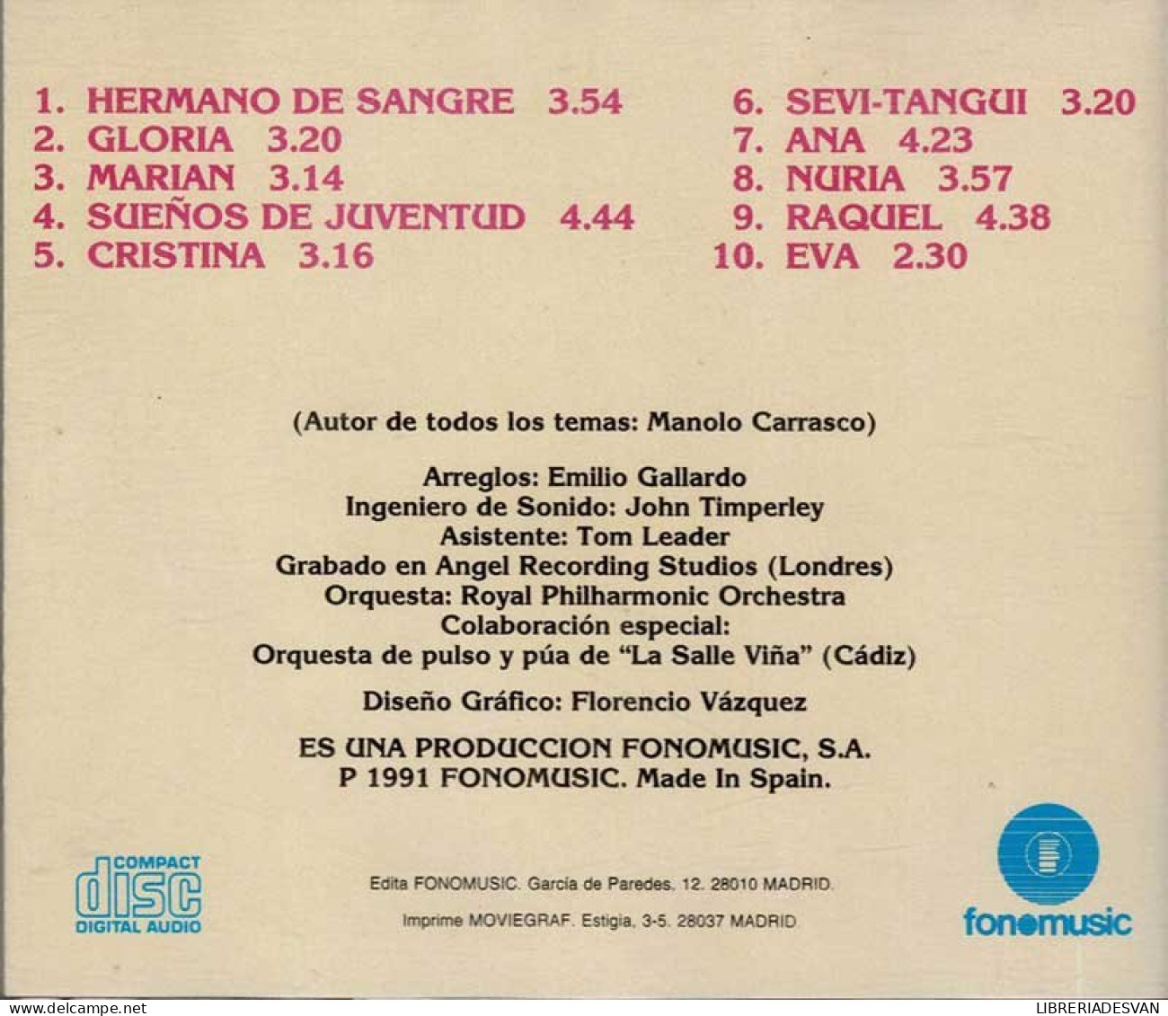 Manolo Carrasco - Sueños De Juventud. CD - Andere - Spaans