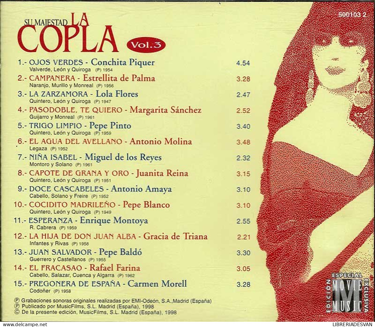 Su Majestad La Copla Vol. 3. CD - Andere - Spaans