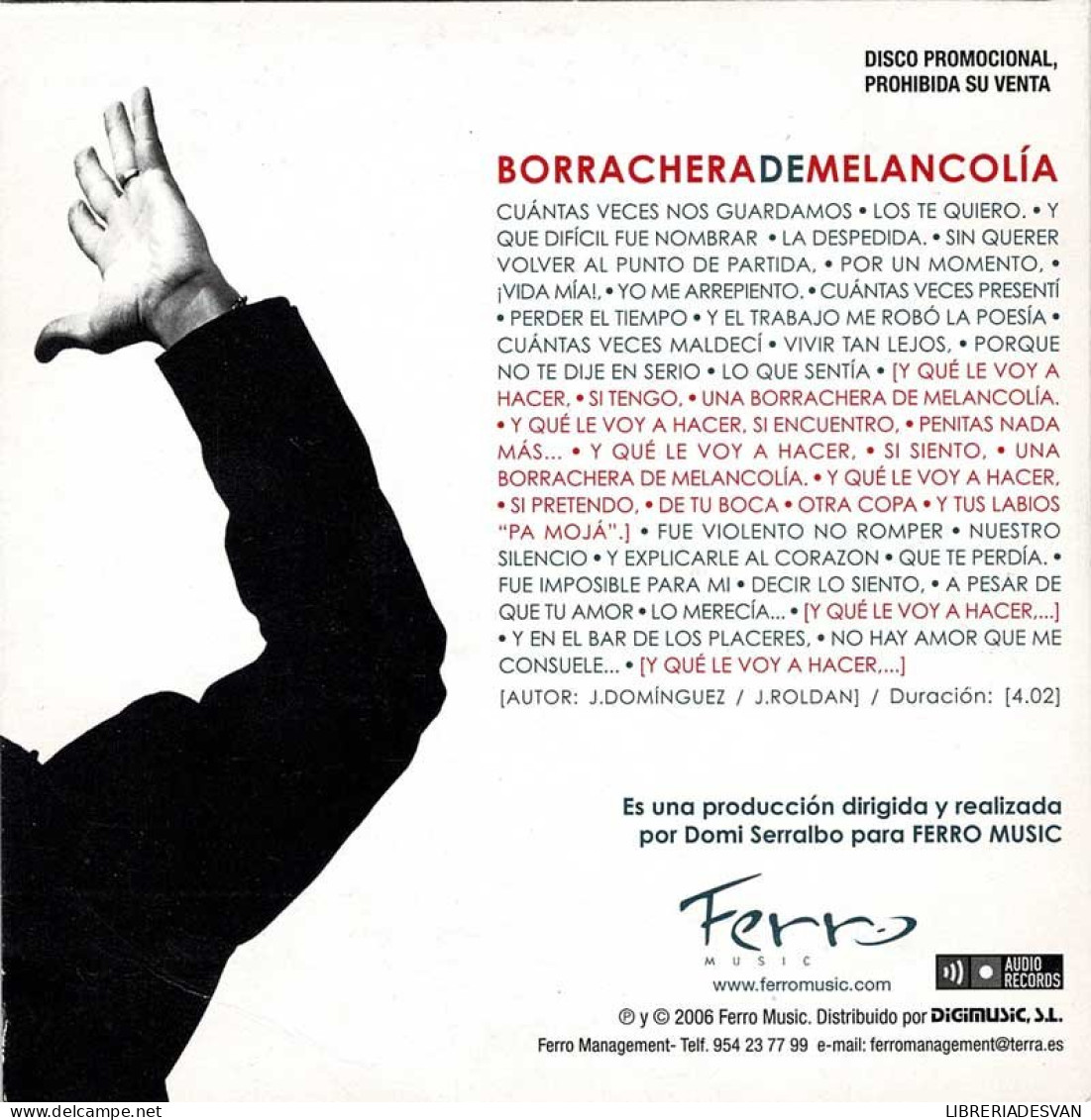 Manuel De Angustias - Borrachera De Melancolía. CD SIngle Promo - Altri - Musica Spagnola