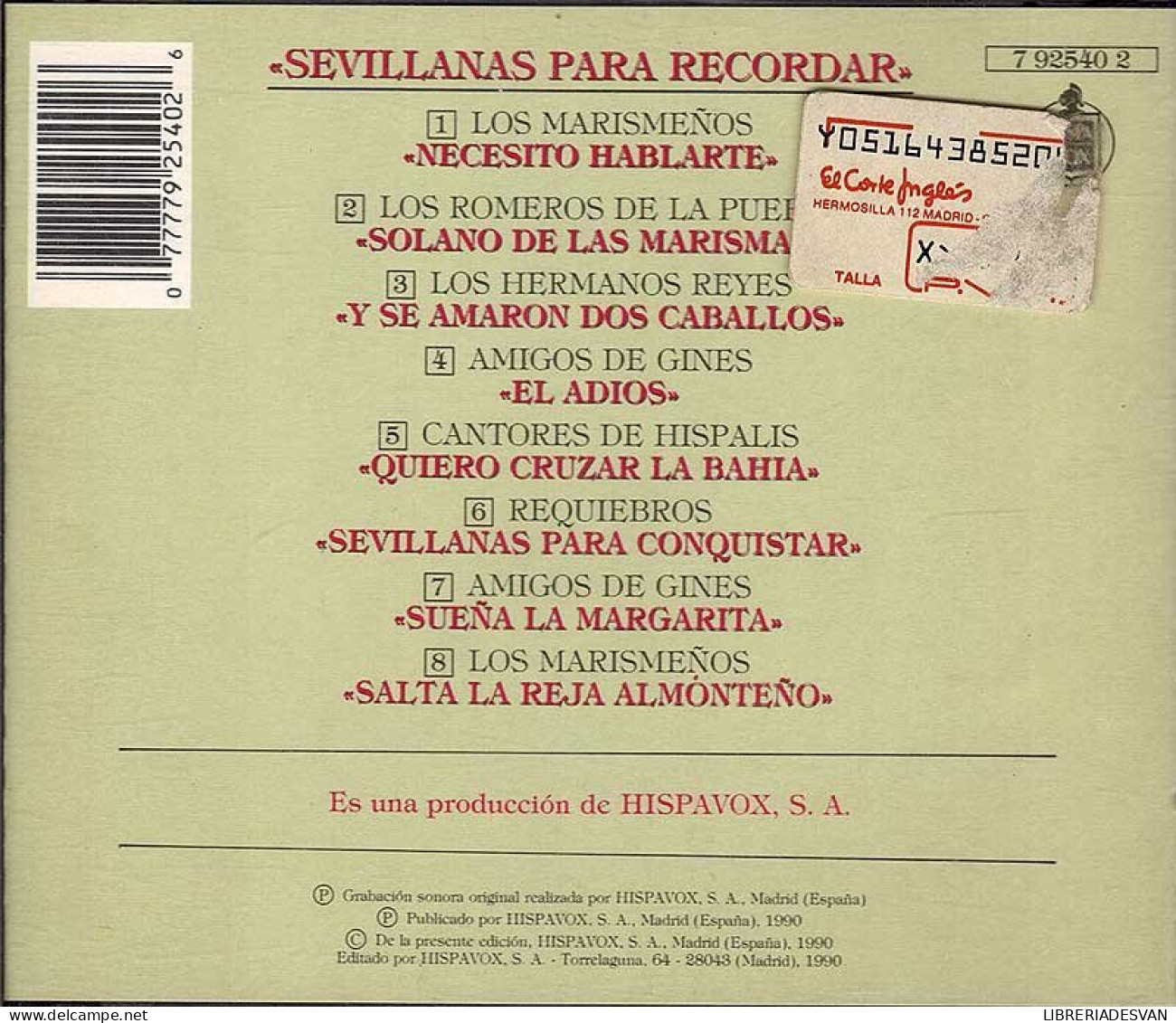 Sevillanas Para Recordar. Marismeños. Cantores De Híspalis. CD - Other - Spanish Music