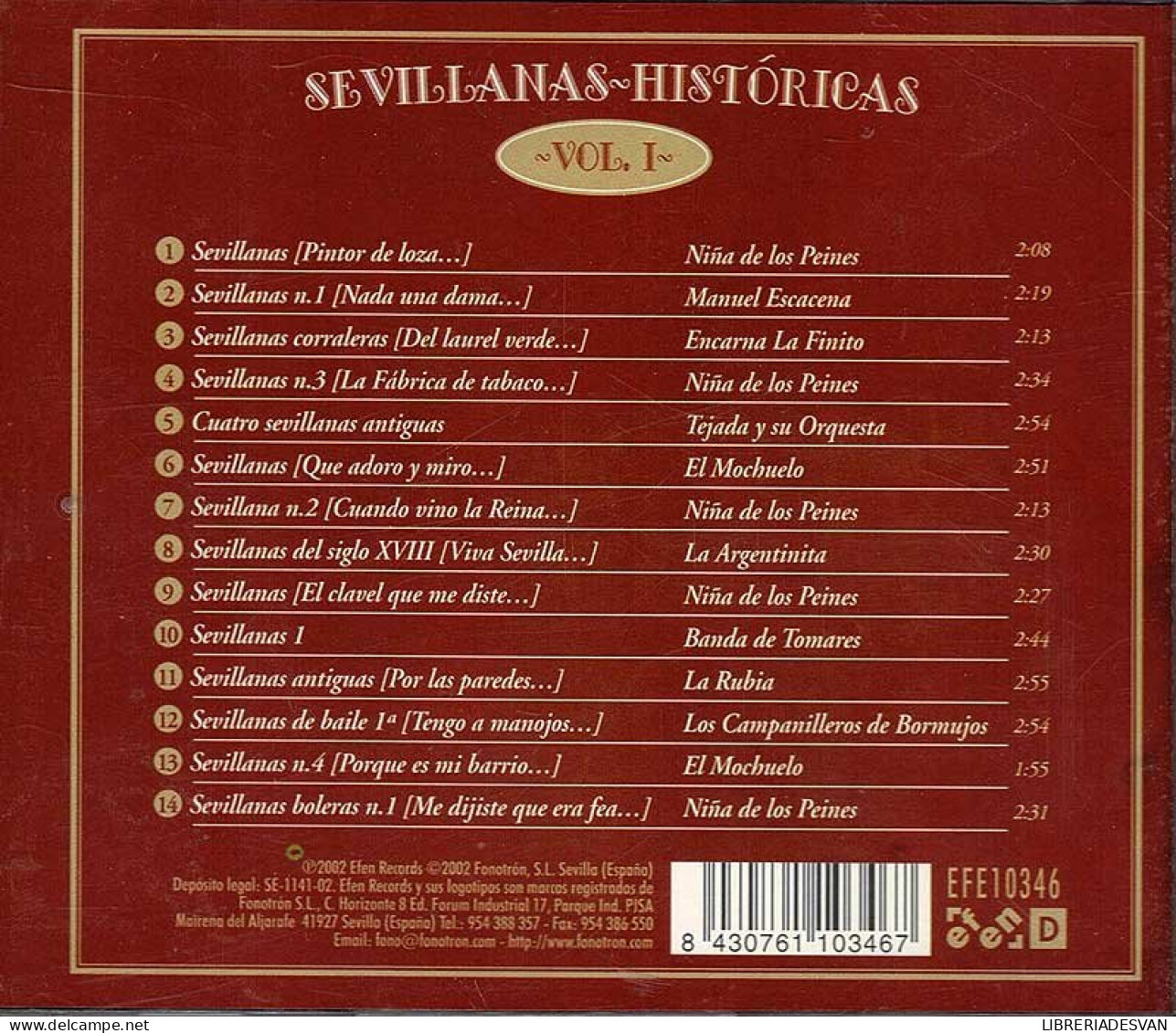 Sevillanas Históricas, Vol. 1. CD - Other - Spanish Music