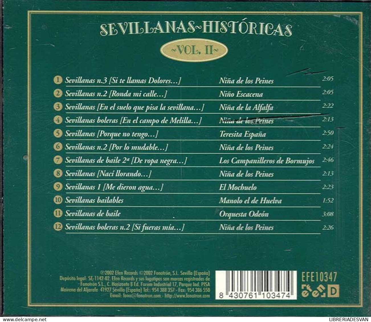 Sevillanas Históricas, Vol. 2. CD - Autres - Musique Espagnole