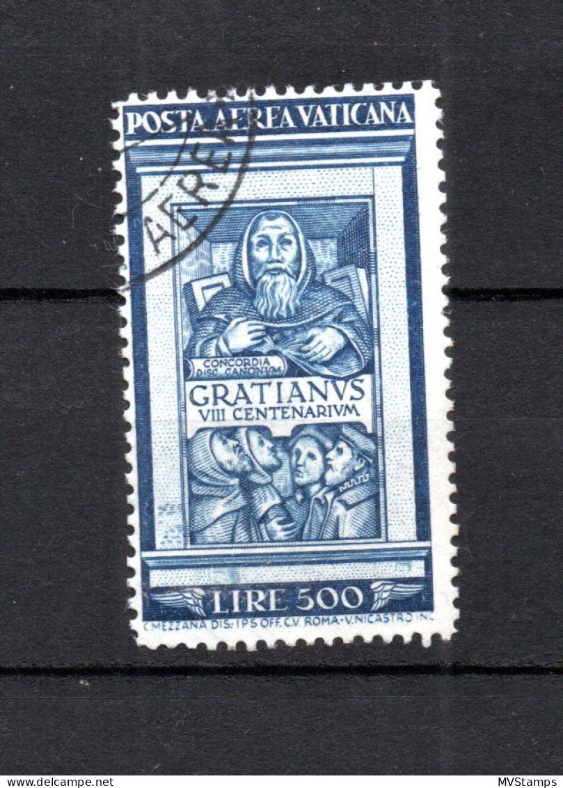 Vatican 1951 Old Airmail 500 Lire Gratiani Stamps (Michel 186) Nice Used - Used Stamps