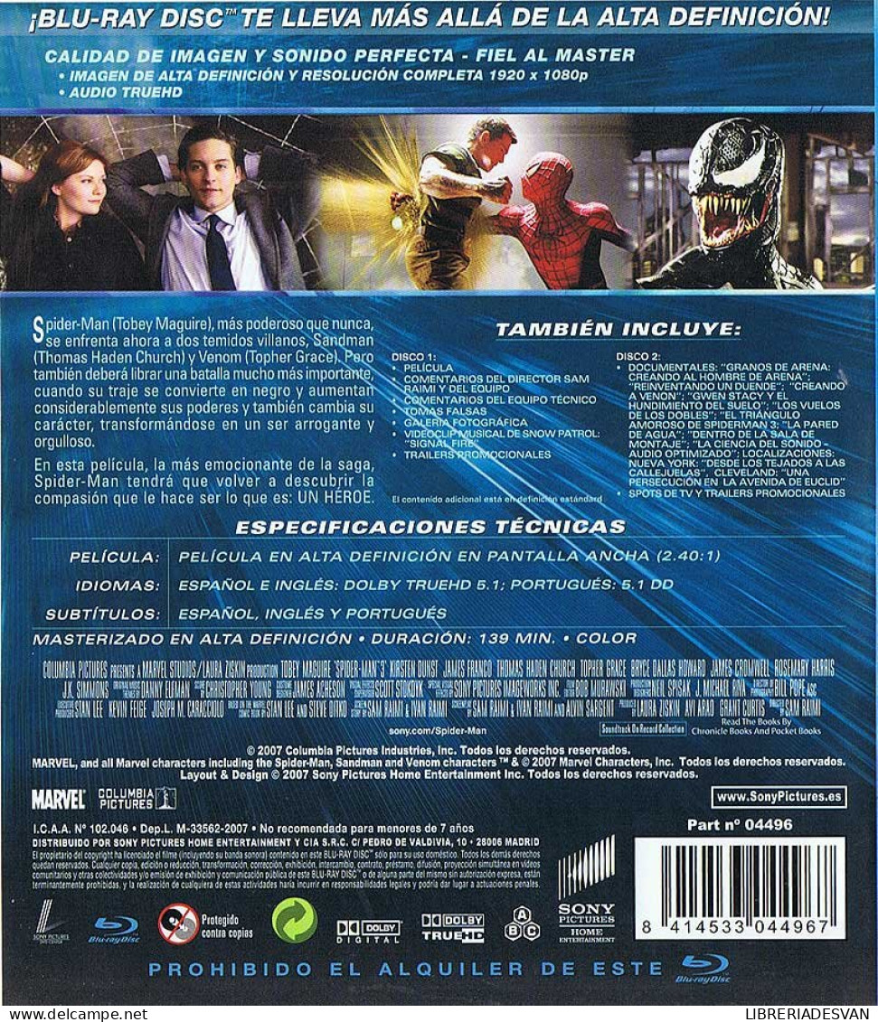 Spider-Man 3. Doble Blu-Ray - Autres Formats