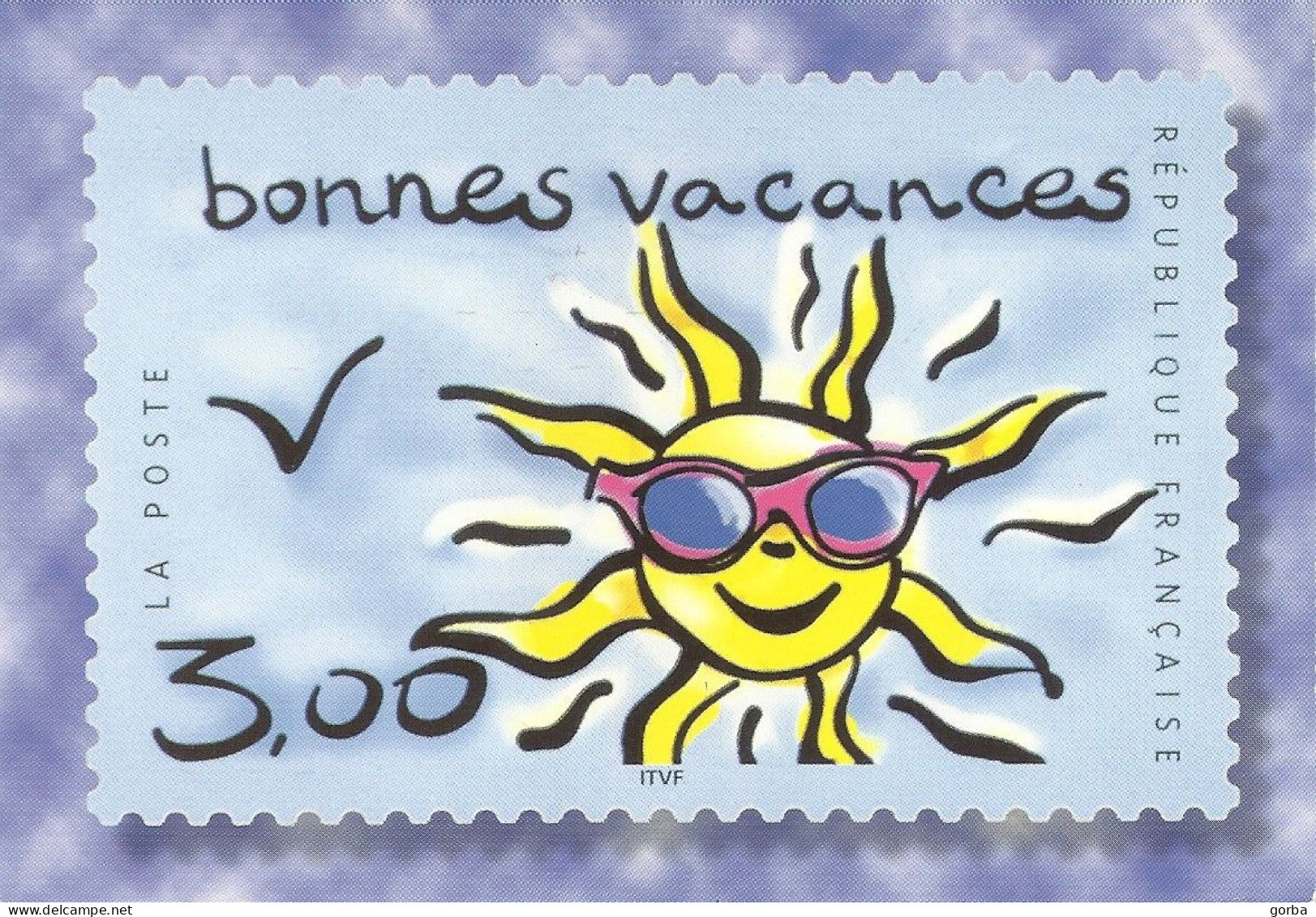 *CPM - Bonne Vacances 3.00 F - Soleil Avec Lunette - Briefmarken (Abbildungen)