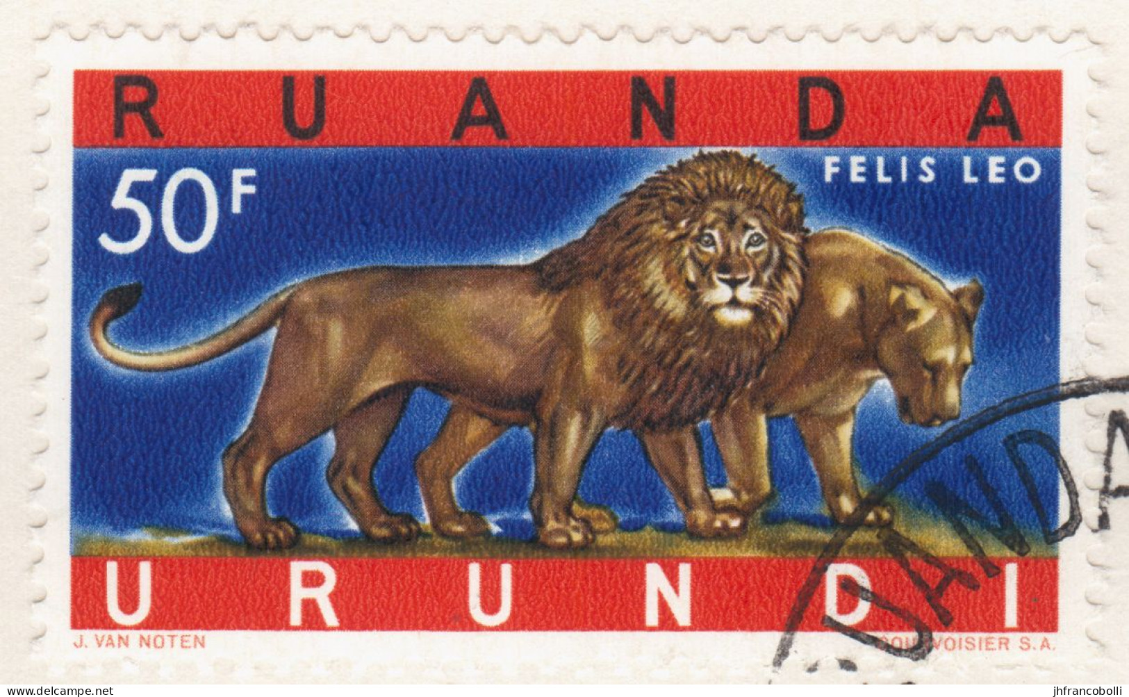 1961 RUANDA-URUNDI RU 216-A / 216-B LEOPARD + LIONS F.D.C. (1-st Day Cover Emitted 10/3/1961) - Neufs