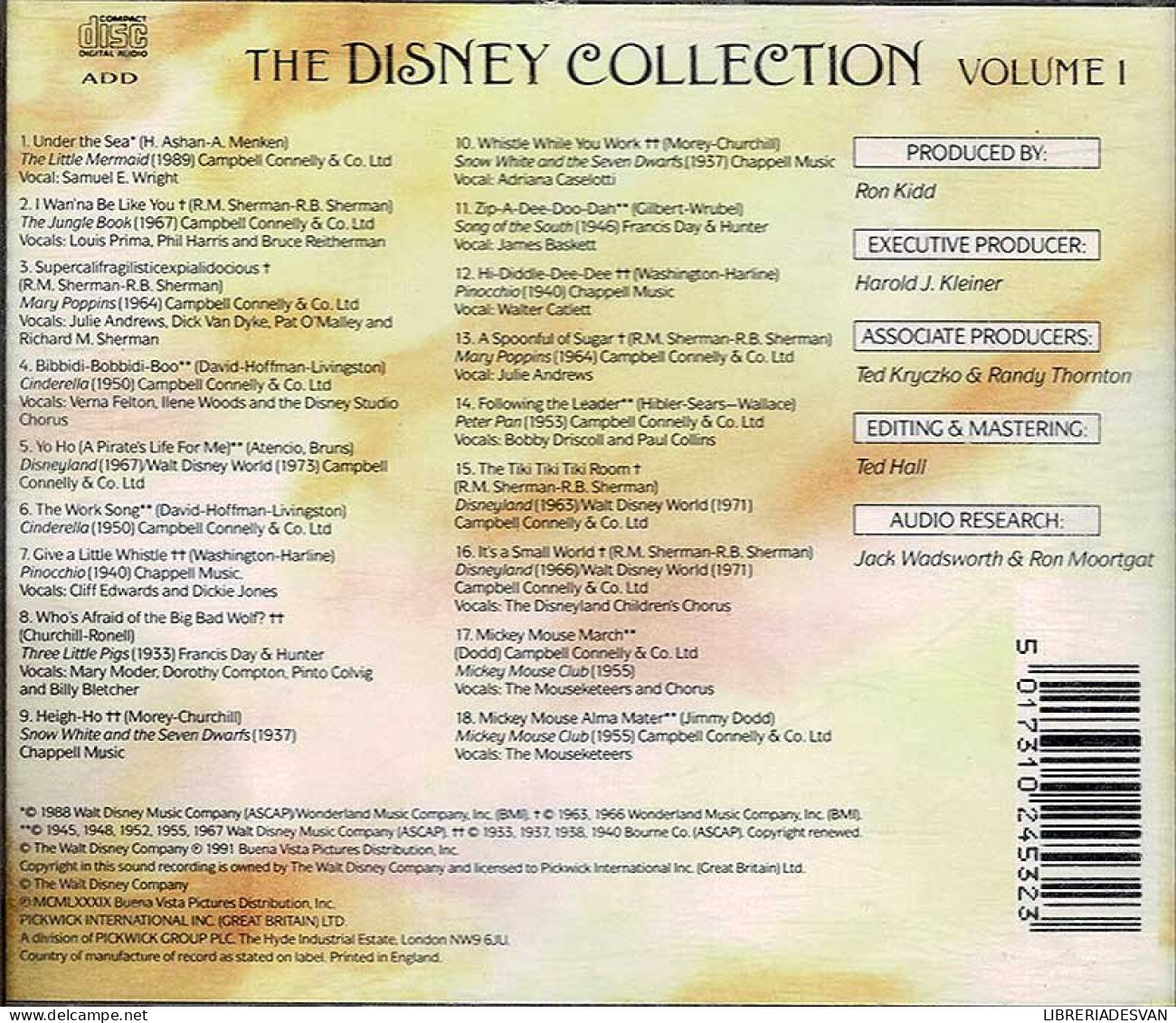 The Disney Collection - Volume 1 - Favourite Songs From Disney. CD - Altri & Non Classificati