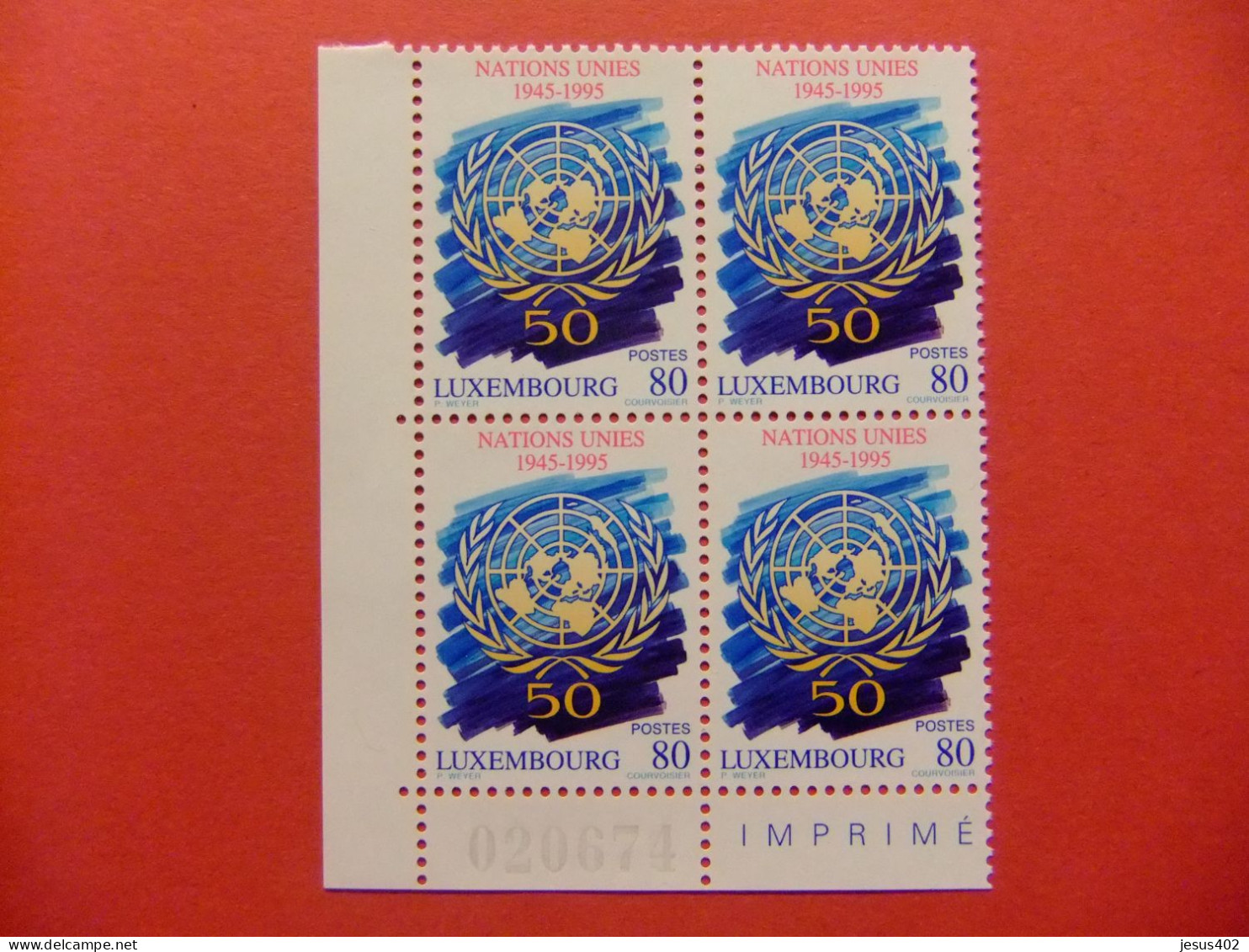 LUXEMBURGO LUXEMBOURG 1995 / 50 ANIVERSARIO DE NACIONES UNIDAS YVERT 1322 ** MNH - Nuovi