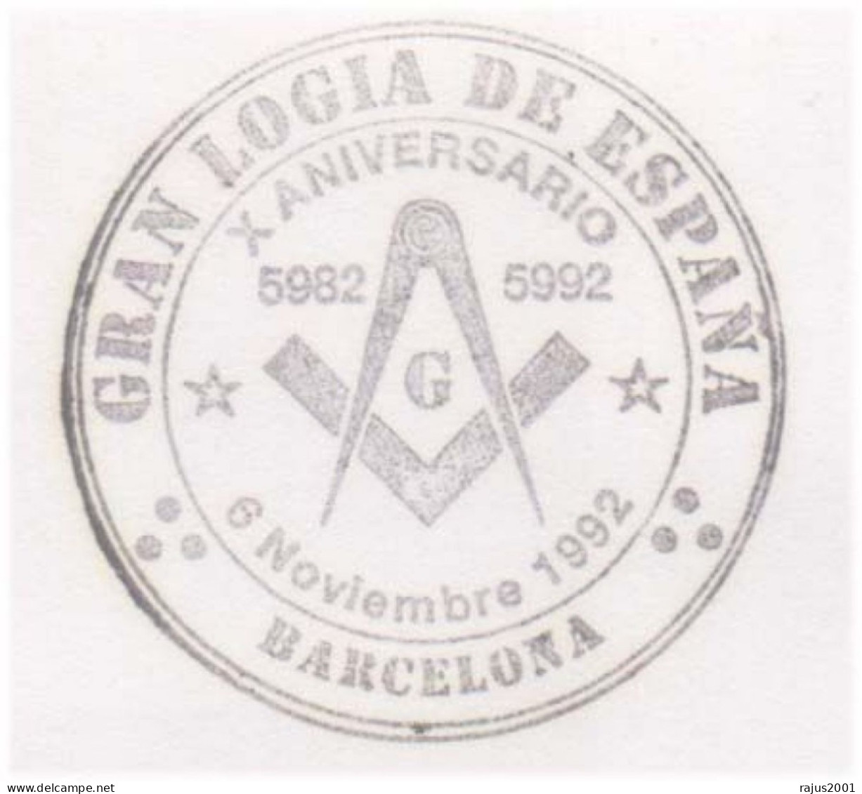 Grand Lodge Of Spain Freemasonry, Masonic Lodge, Pure Masonic Cover - Franc-Maçonnerie