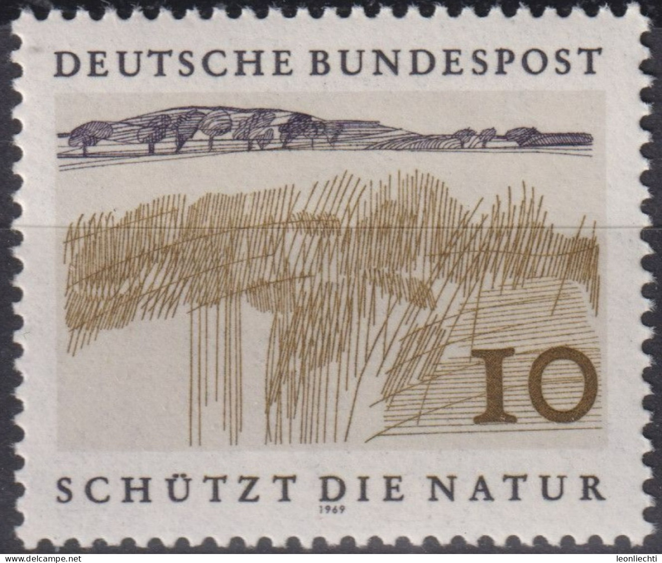 1969 Deutschland > BRD, ** Mi:DE 591, Sn:DE 1000, Yt:DE 454, Seeniederung, Europäisches Naturschutzjahr - Milieubescherming & Klimaat