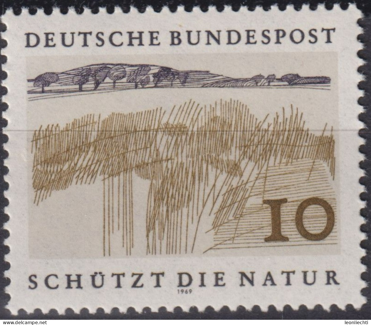 1969 Deutschland > BRD, ** Mi:DE 591, Sn:DE 1000, Yt:DE 454, Seeniederung, Europäisches Naturschutzjahr - Milieubescherming & Klimaat