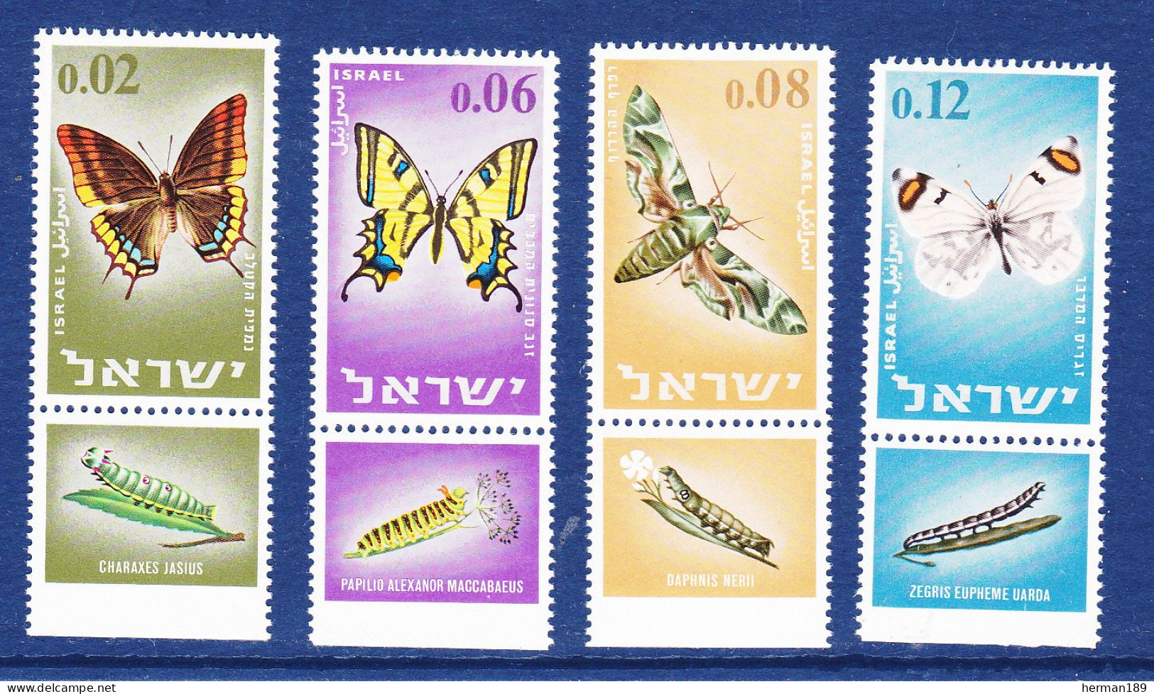ISRAEL N°  300 à 303 ** MNH Neufs Sans Charnière, TB (D7244) Papillons - 1965 - Ongebruikt (met Tabs)