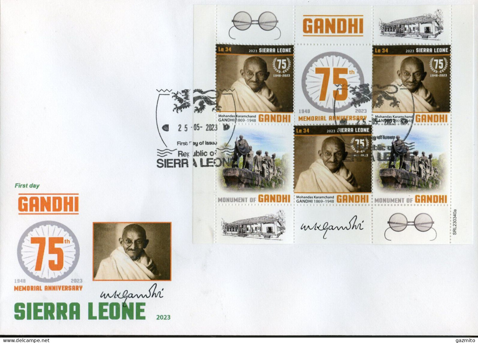 Sierra Leone 2023, Gandhi, BF In FDC - Mahatma Gandhi