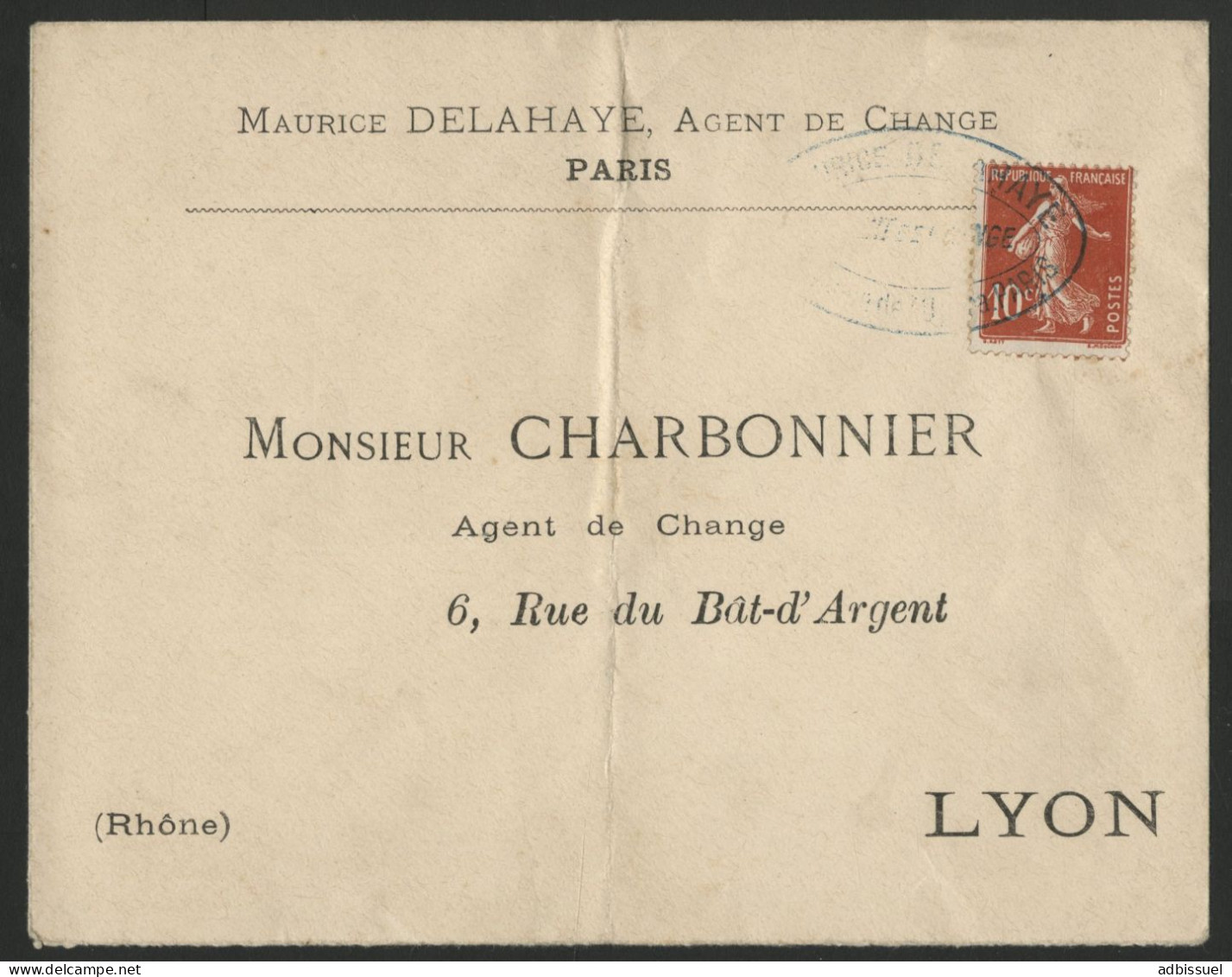 GREVE DE 1909 N° 138 Obl Par Le Cachet De L'Agent De Change Delahaye à Paris Pour Lyon Voir Suite - Dokumente