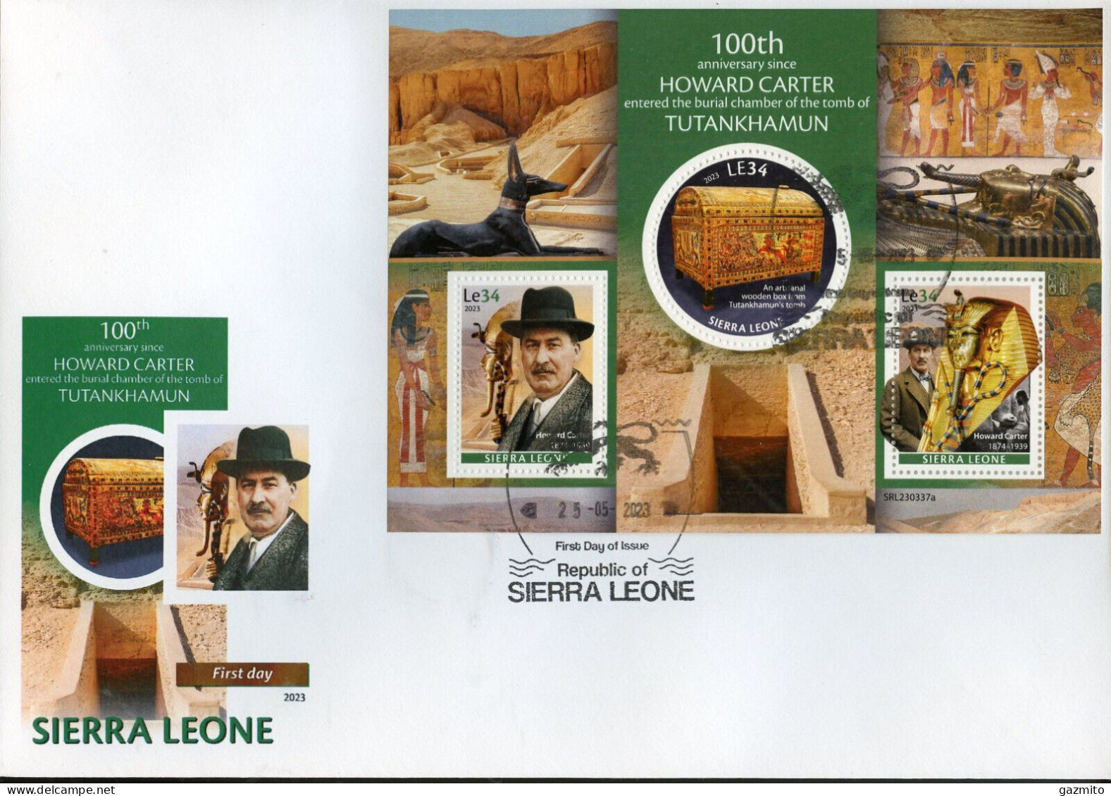 Sierra Leone 2023, 100th Tutankhamun's Tomb Discovery, Shape, BF In FDC - Aegyptologie