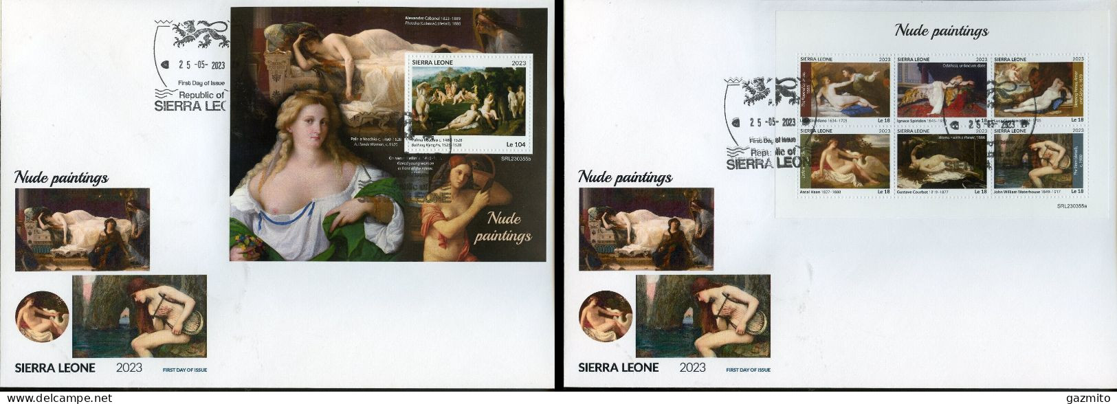 Sierra Leone 2023, Art, Nude Painting, 6val In BF+BF In 2FDC - Desnudos