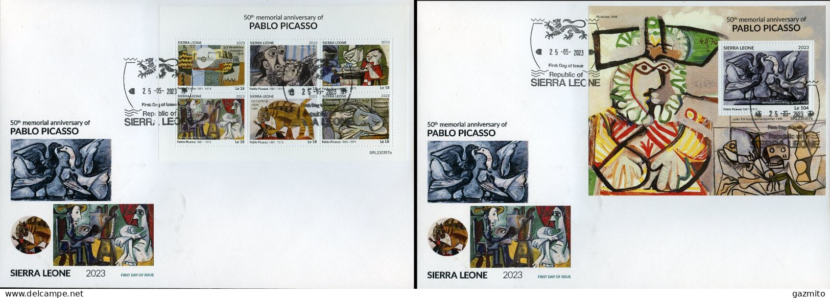 Sierra Leone 2023, Art, Picasso, 6val In BF+BF In 2FDC - Picasso