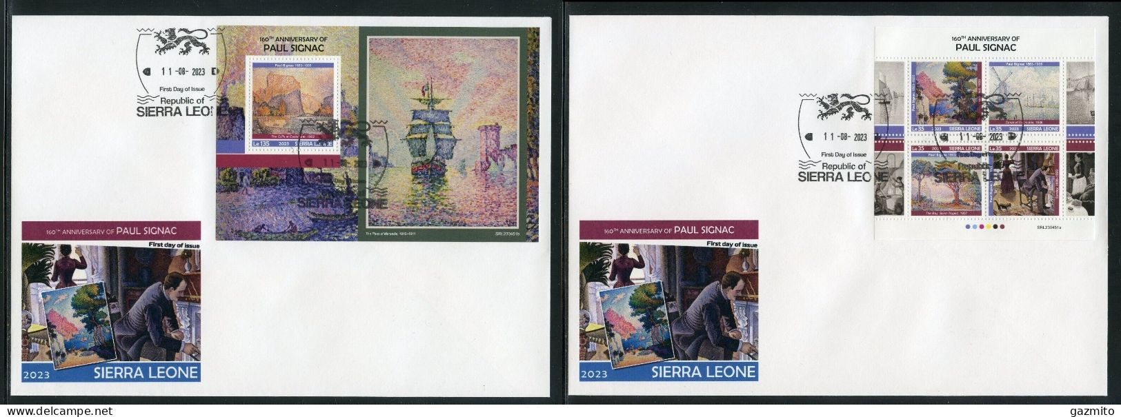 Sierra Leone 2023, Art, Signac, 4val In BF +BF In 2FDC - Modernos