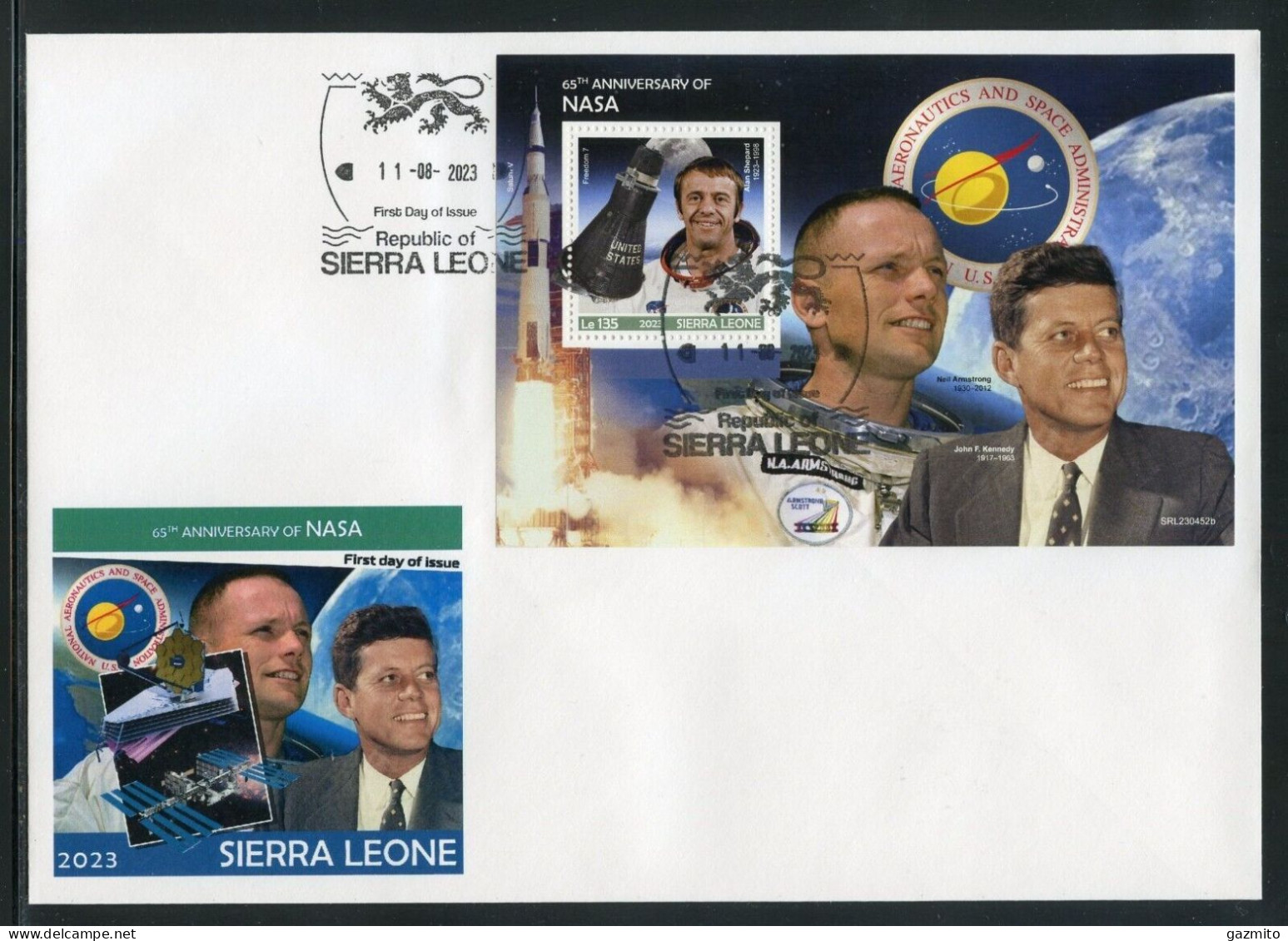 Sierra Leone 2023, Space, NASA, Kennedy, BF In FDC - Kennedy (John F.)