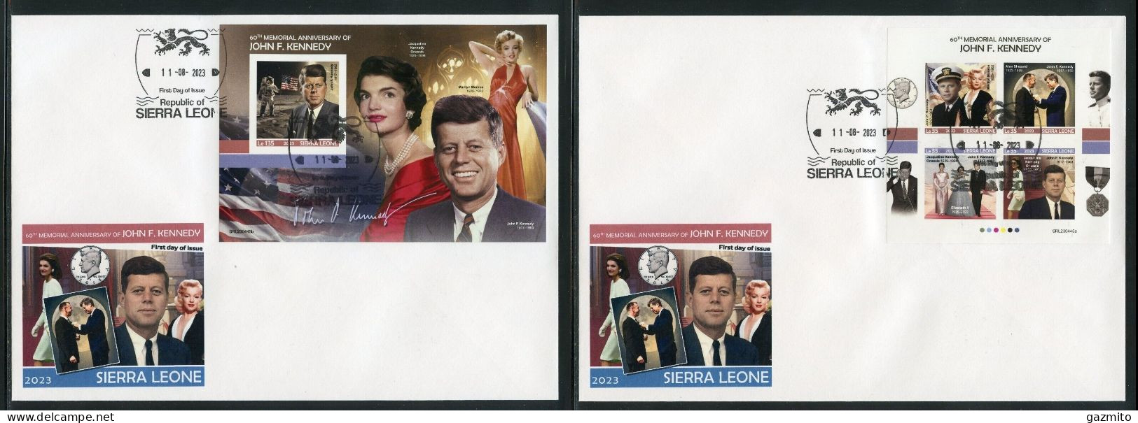Sierra Leone 2023, Kennedy, Monroe, Space, 4val In BF +BF IMPERFORATED In 2FDC - Cinema