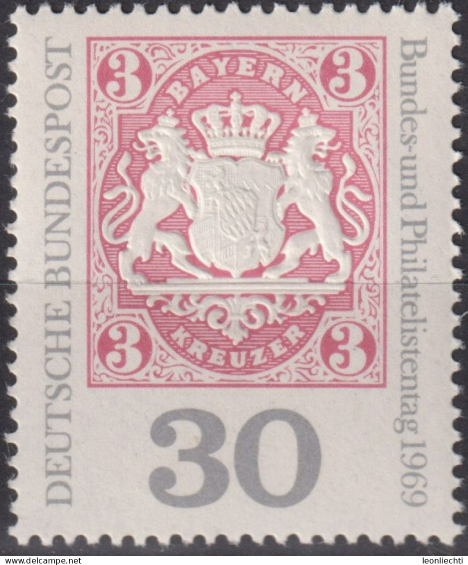 1969 Deutschland > BRD, ** Mi:DE 601, Sn:DE 1008, Yt:DE 466, Bayern Marke Nr. 4, Philatelistentag Garmisch-Partenkirchen - Briefmarken