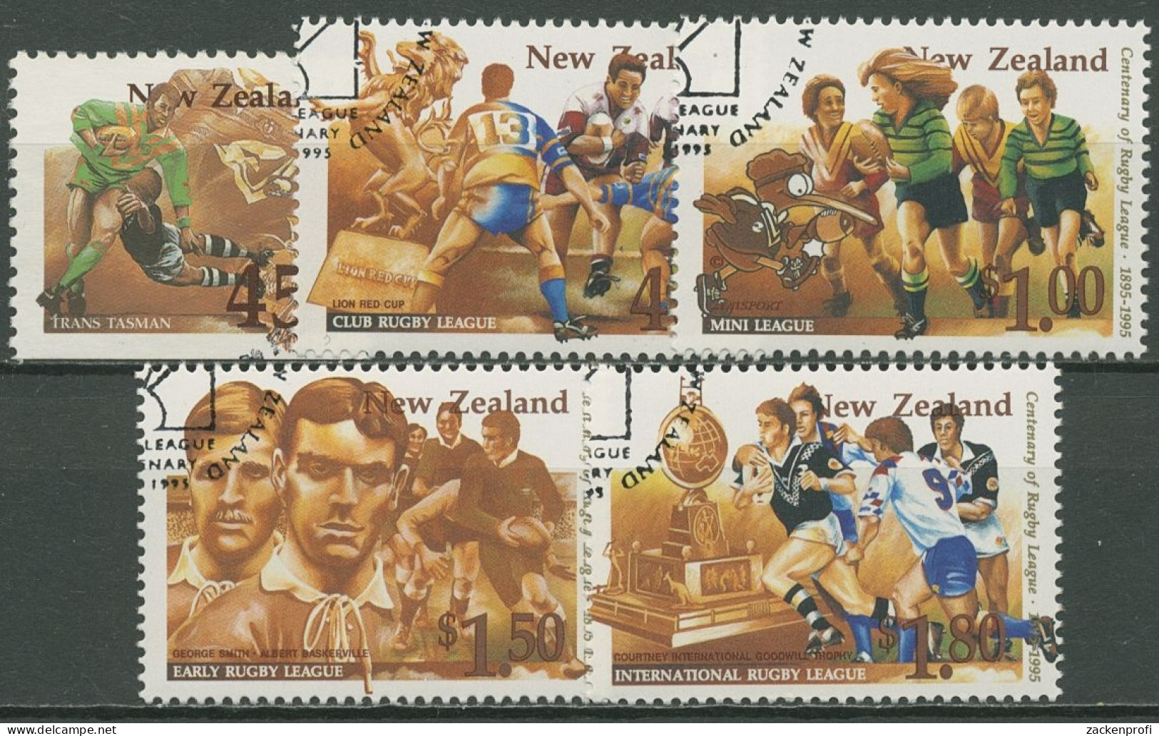 Neuseeland 1995 100 Jahre Rugbyverband 1430/34 Gestempelt - Used Stamps