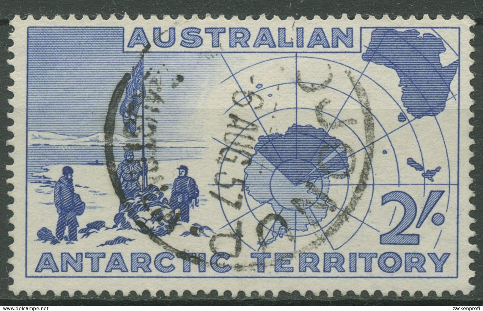 Austral. Antarktis 1957 Erforschung Der Antarktis Landkarte Flagge 1 Gestempelt - Oblitérés