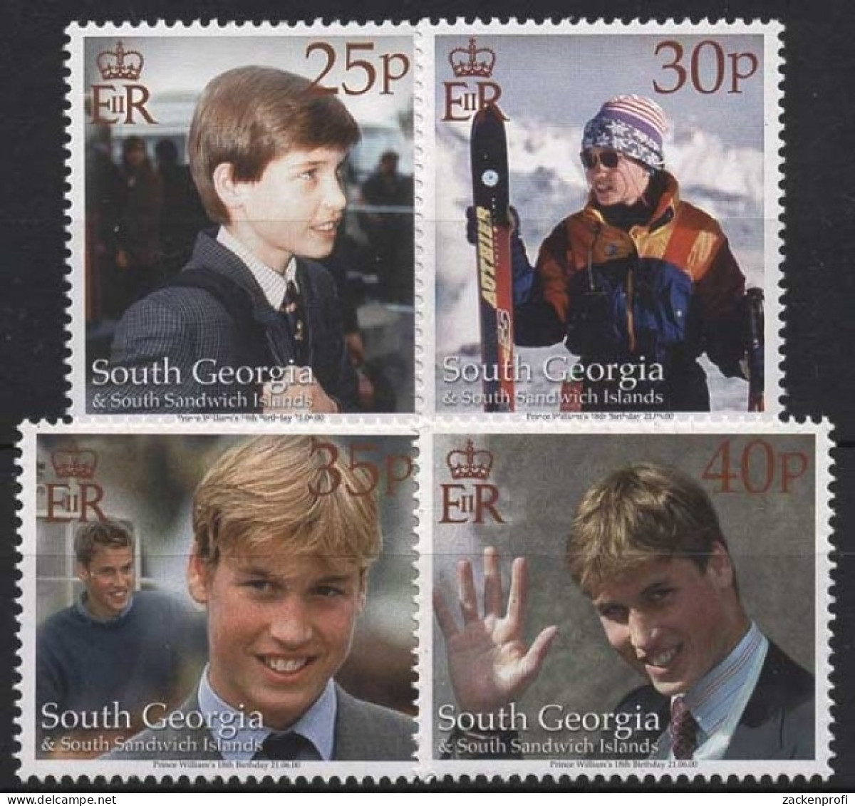 Südgeorgien 2000 18. Geburtstag Von Prinz William 310/13 Postfrisch - Georgia Del Sud